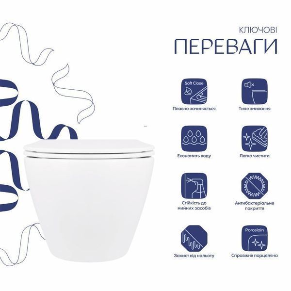 Унитаз подвесной Qtap Jay безободковый с сиденьем Soft-close QT07335176W SD00036224 фото