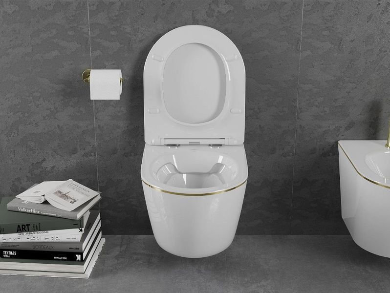 Подвесной унитаз MEXEN LENA WHITE GOLD EDGE * 2523700187 фото