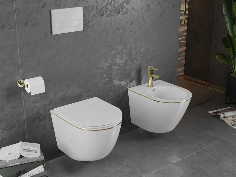 Подвесной унитаз MEXEN LENA WHITE GOLD EDGE * 2523700187 фото