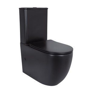 Унітаз підлоговий Qtap Robin Ultra Quiet безобідковий з сидінням Soft-close MATT BLACK QT13226083AMB 2485615990 фото