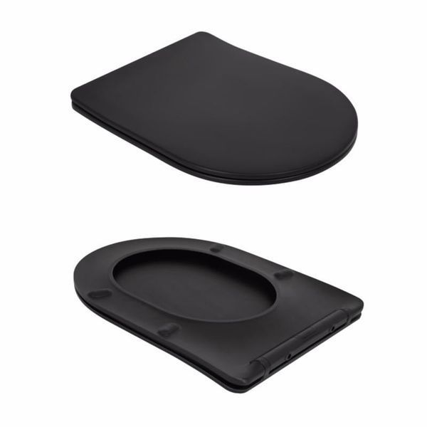 Унітаз підлоговий Qtap Robin Ultra Quiet безобідковий з сидінням Soft-close MATT BLACK QT13226083AMB 2485615990 фото