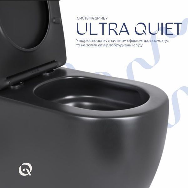 Унітаз підлоговий Qtap Robin Ultra Quiet безобідковий з сидінням Soft-close MATT BLACK QT13226083AMB 2485615990 фото