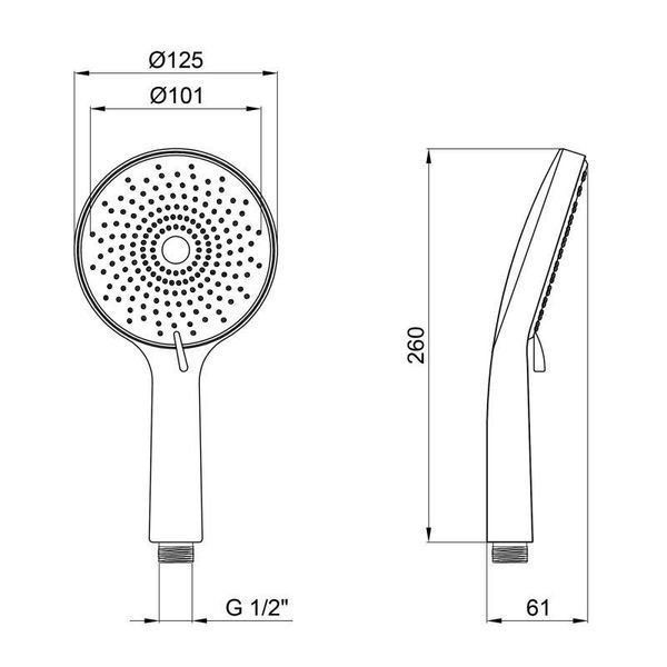 Qtap Rucni Лійка для ручного душу 120 мм округла QTRUCA120R3GRP Graphite SD00051175 фото