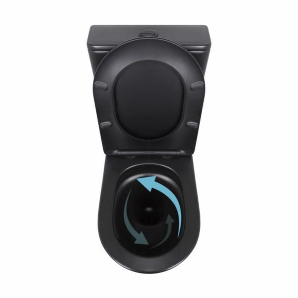 Унітаз підлоговий Qtap Robin Ultra Quiet безобідковий з сидінням Soft-close MATT BLACK QT13226083AMB 2485615990 фото