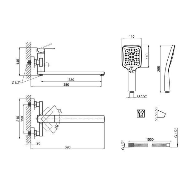 Смеситель для ванны Lidz Kubis 05D-SES SD00049501 фото