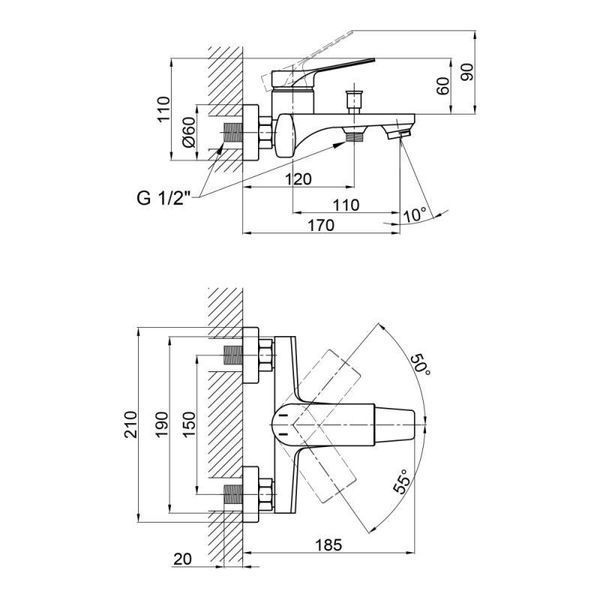 Смеситель для ванной Qtap Skalna 3026101DC SD00041948 фото
