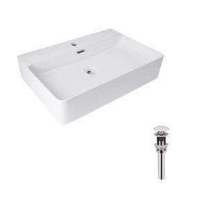 Комплект Qtap Nando LT: Раковина підвісна прамокутна 600х440х130 мм White + Донний клапан PU02O 2364863869 фото