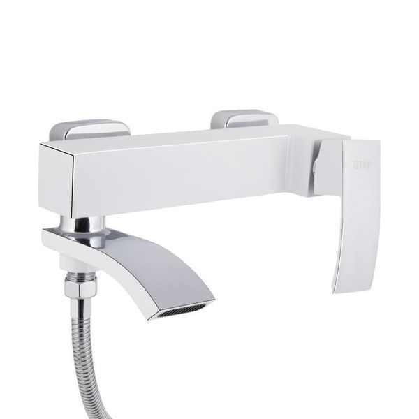 Змішувач для ванни Qtap Swan Cascada з поворотним виливом (з душовим гарнітуром) QTSWA260CRW45569 Chrome/White 2541290722 фото
