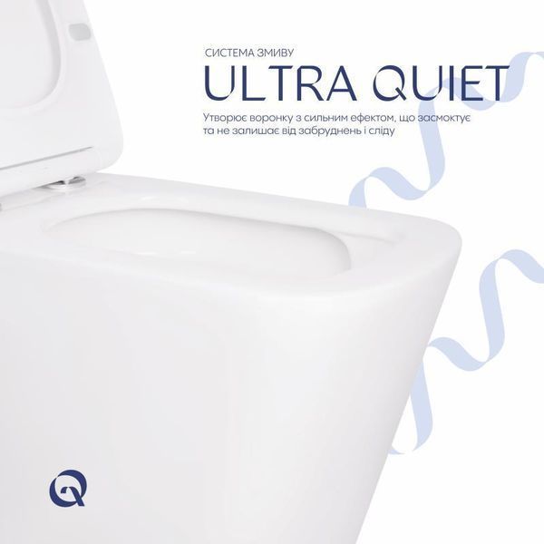Унітаз підлоговий Qtap Tern безбачковий Ultra Quiet безобідковий безобідковий з сидінням Soft-close WHITE 2349605263 фото