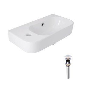 Комплект Qtap Tern: Раковина підвісна прамокутна ліва 450х260х155 мм White + Донний клапан PU02O 2364863870 фото