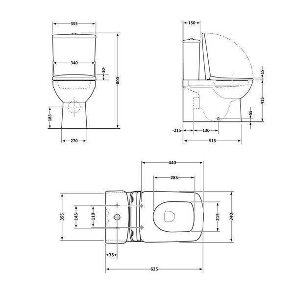 Унитаз-компакт Qtap Nando безободковый с сиденьем Soft-close QT12221222AW SD00046563 фото