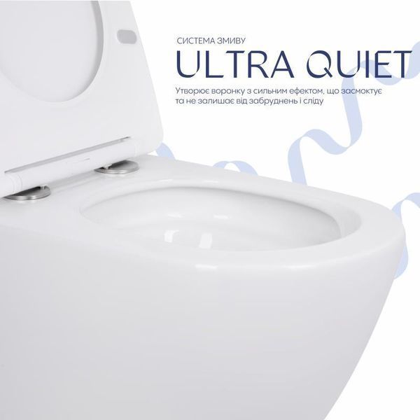 Унітаз підлоговий Qtap Robin безбачковий Ultra Quiet безобідковий безобідковий з сидінням Soft-close WHITE 2349605265 фото