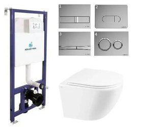 Комплект 5в1: Інсталяція Koller pool +Безободковий Підвісний унітаз Venta Focus Торнадо+ Клавіша CHROME KPF2 фото