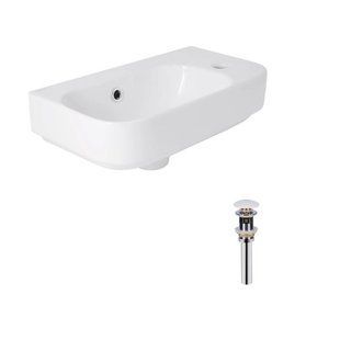 Комплект Qtap Tern: Раковина підвісна прамокутна права 450х260х155 мм White + Донний клапан PU02O 2364863871 фото