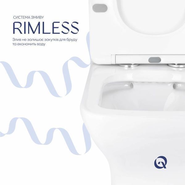 Унітаз підлоговий Qtap Aries Rimless безобідковий з сидінням Soft-close WHITE QT03228302W 2349605276 фото