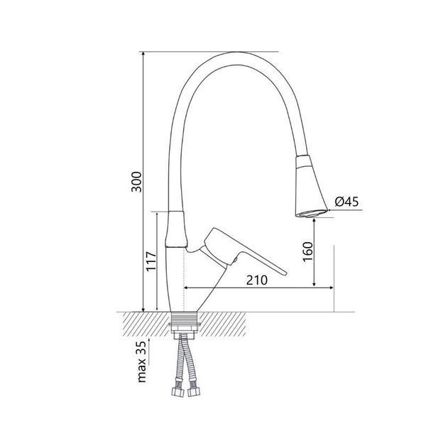 Змішувач для кухні Lidz Tani 008F3 з гнучким виливом (k40) LDTAN008F3WCR37037 White / Chrome 2489742075 фото