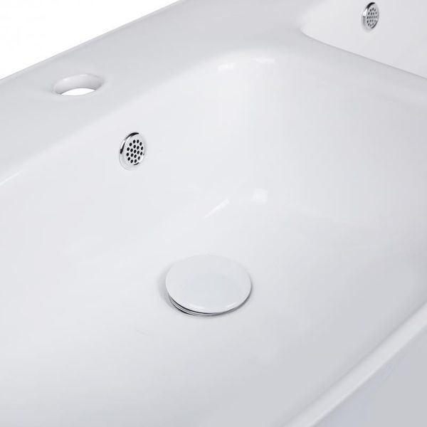 Раковина подвесная моноблок двойная Qtap Virgo 1000х410х360 White с донным клапаном QT1811G760W SD00046566 фото