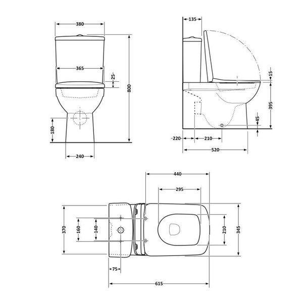 Унітаз підлоговий Qtap Aries Rimless безобідковий з сидінням Soft-close WHITE QT03228302W 2349605276 фото