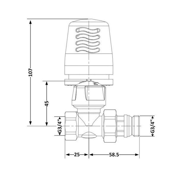 Кран радіаторний термостатичний Icma 3/4"ВЗ прямий №765+940 82765AE06940 2656186104 фото