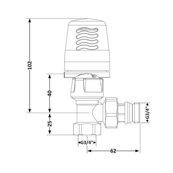 Кран радіаторний термостатичний Icma 3/4"ВН кутовий №764+940 82764AE06940 2656186105 фото