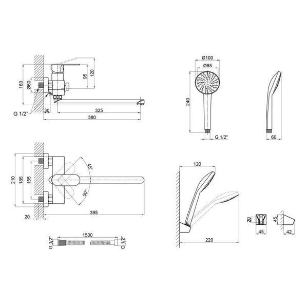 Смеситель для ванны Lidz (CRM) 24 49 005-1 New SD00041614 фото