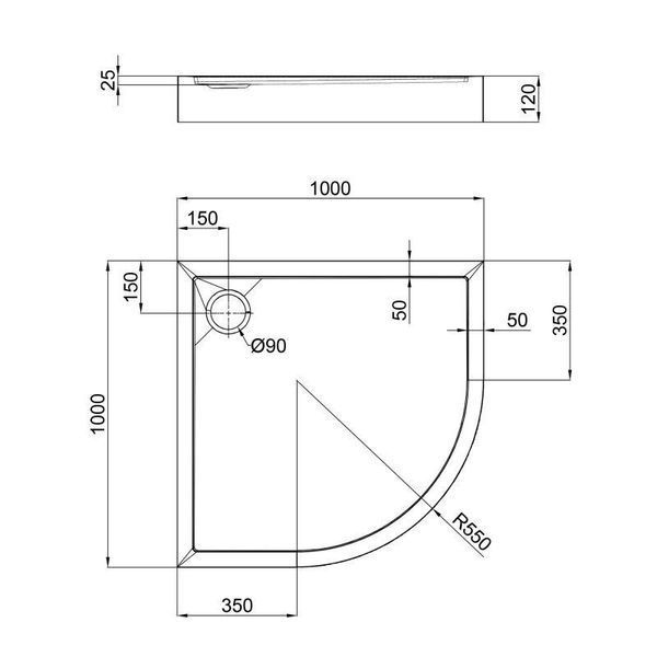 Душевой поддон Qtap Robin 301112 100x100x12 см + сифон. SD00046986 фото