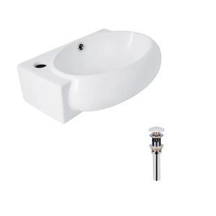 Комплект Qtap Leo: Раковина підвісна овальна ліва 430x290x140 мм White + Донний клапан PU02O 2364863874 фото