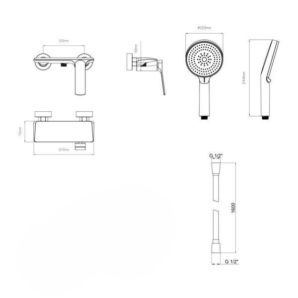 Комплект Qtap Robin Black Matt: Змішувач QTROB4060102B + Тримач QT829910842854OB + Шланг QTHADPVCSQ160B + 2562160794 фото