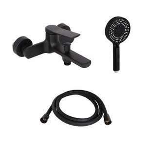 Комплект Qtap Slavonice Black Matt: Змішувач QTSLA259BLM45918 + Тримач QT829910842854OB + Шланг 2562160795 фото