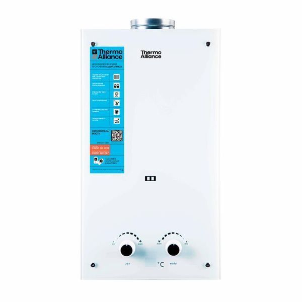 Колонка газова димохідна Thermo Alliance JSD20-10GE 10 л панель скляна White SD00030726 фото