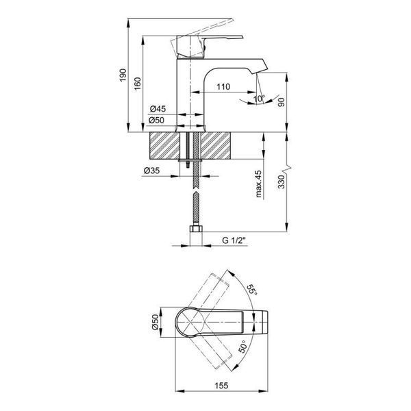 Змішувач для раковини Qtap Vitkov 1019104С SD00041932 фото