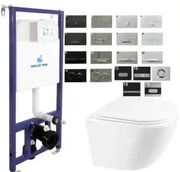 Комплект 5в1: Инсталляция Koller pool +Безободковый Подвесной унитаз Qtap Robin+ Клавиша (НА ВЫБОР) DB R фото