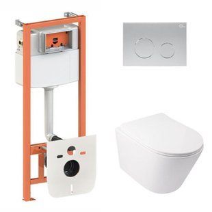 Комплект: Qtap Swan Ultra Quiet унітаз підвісний QT16335179W + Nest комплект інсталяції 4в1 (кругла клавіша SD00051276 фото