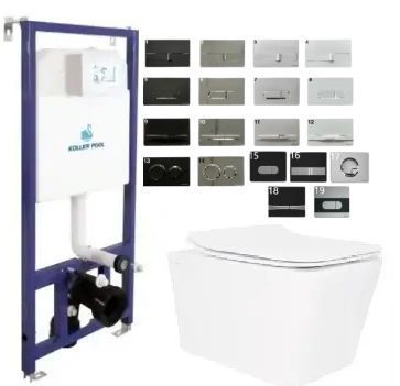 Комплект 5в1: Инсталляция Koller pool +Безободковый Подвесной унитаз Venta Sappo Торнадо + Клавиша 2640177489 фото