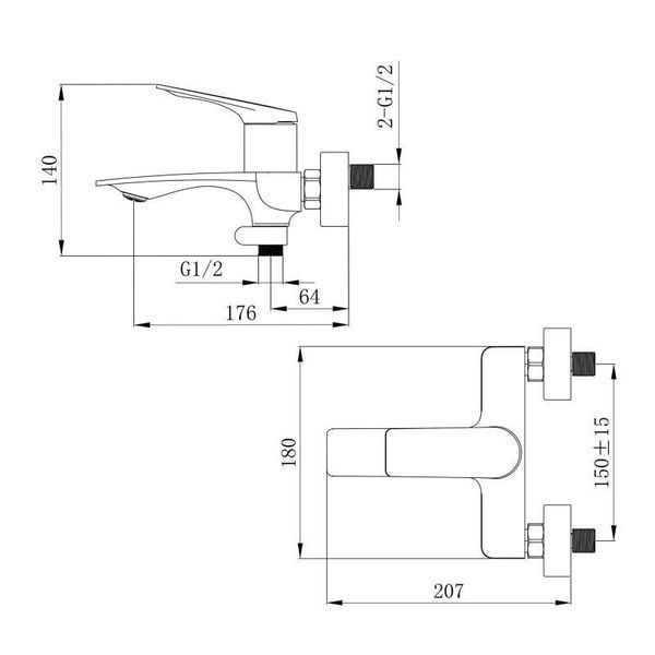 Змішувач для ванни Qtap Vlasta New (з душовим гарнітуром) QTVLA259GMB45643 Gunmetal Black PVD 2303865958 фото