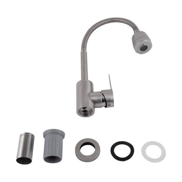 Змішувач для кухні Brinex Pure 015F41 з гнучким виливом Nickel BRIPUR015F41NKL 2494360966 фото