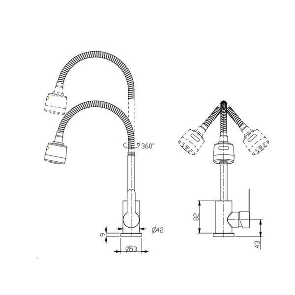 Змішувач для кухні Brinex Pure 015F41 з гнучким виливом Nickel BRIPUR015F41NKL 2494360966 фото