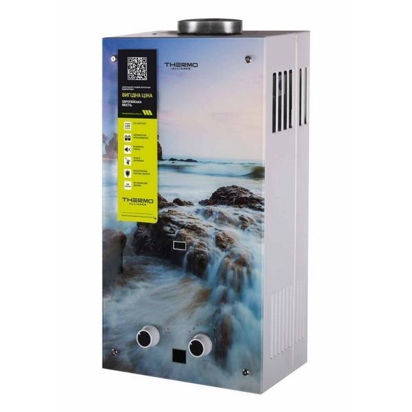 Колонка газовая дымоходная Thermo Alliance JSD20-10GA 10 л стеклянная панель с рисунком море SD00031248 фото