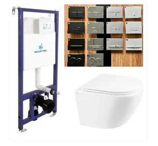 Комплект 5в1: Инсталляция Koller pool +Безободковый Подвесной унитаз Venta Focus Торнадо+ Клавиша CHROME MATT 2326275184 фото