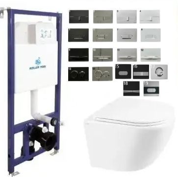 Комплект 5в1: Инсталляция Koller pool +Безободковый Подвесной унитаз Venta Focus Торнадо+ Клавиша CHROME MATT 2326275184 фото
