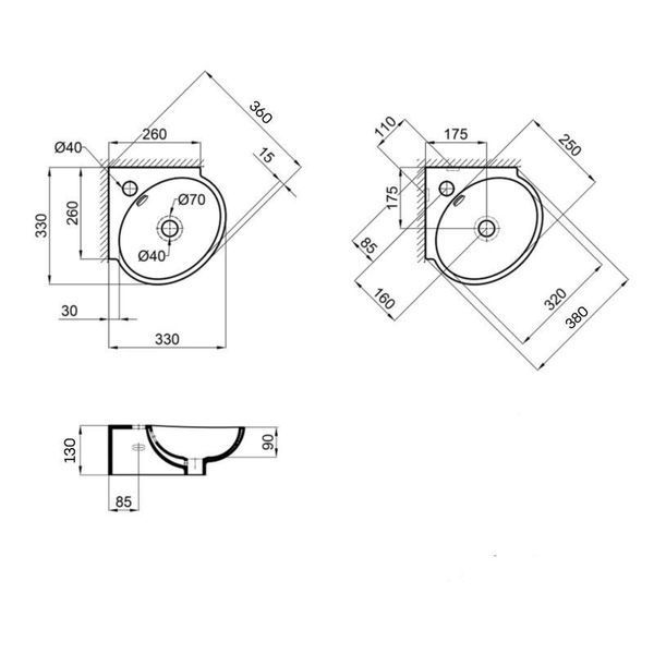 Раковина Qtap Leo 390x365x130 White QT11115010WN 2369425251 фото