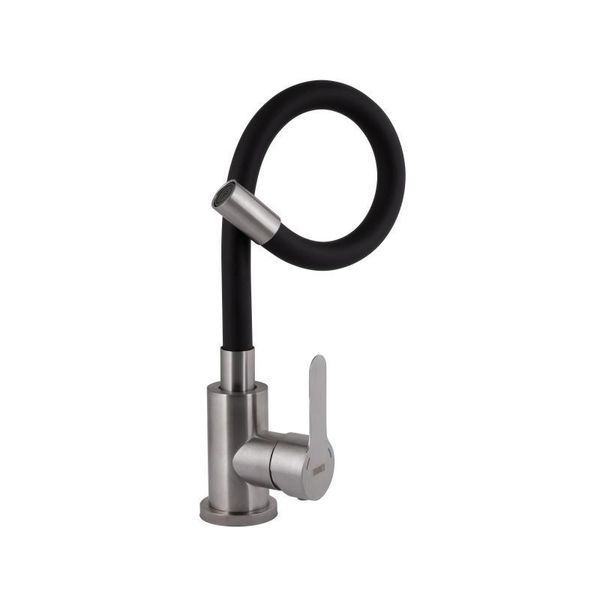 Змішувач для кухні Brinex Pure 015F3 з гнучким виливом Nickel/Black BRIPUR015F3NKB 2494360968 фото