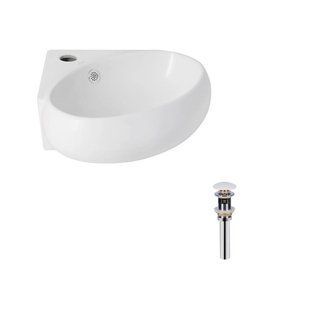 Комплект Qtap Leo N: Раковина підвісна угловая овальна 380x360x130 мм WHITE + Донний клапан PU02O 2369425252 фото