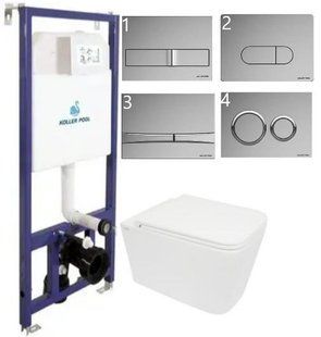 Комплект 5в1: Инсталляция Koller pool +Безободковый Подвесной унитаз Venta Sappo Торнадо + Клавиша CHROME 2642357486 фото