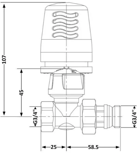 Кран радіаторний термостатичний Icma 3/4"ВЗ прямий №765+940 82765AE06940 SD00054418 фото