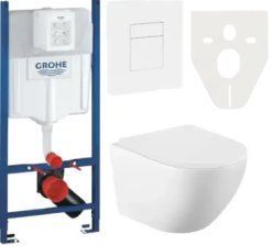 Комплект 5в1: Инсталляция Grohe Rapid + Безободковый Подвесной унитаз VOLLE AMADEUS Tornado + клавиша белая KOER 2892897921 фото