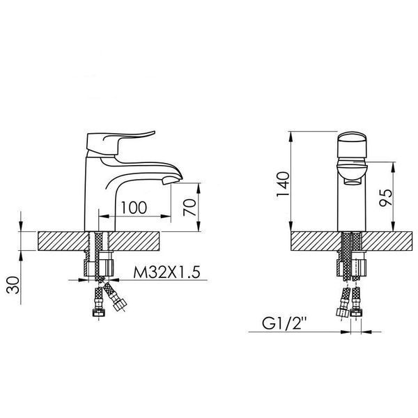 Змішувач для раковини Lidz Wieza 001 (k35) LDWIE001CRM45409 Chrome SD00051533 фото