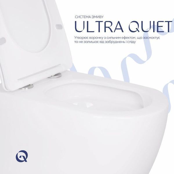 Унітаз підвісний Qtap Robin Ultra Quiet безобідковий з сідінням Soft-close 520x365x365 мм WHITE 2385684198 фото