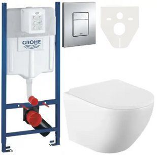Комплект 5в1: Инсталляция Grohe Rapid + Безободковый Подвесной унитаз VOLLE AMADEUS Tornado + клавиша хром KOER 2992854944 фото