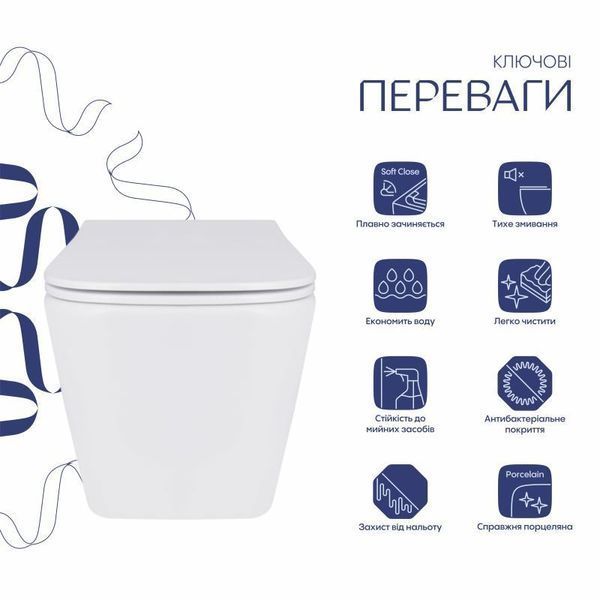Унитаз подвесной Qtap Tern с сиденьем Soft-close QT1733052EUQW SD00050772 фото